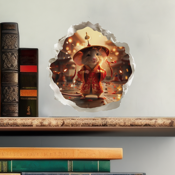 Chinese New Year's mouse decal with books