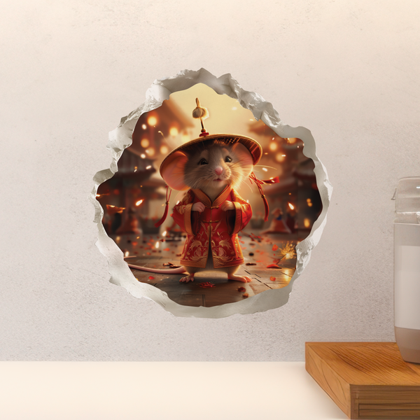 Chinese New Year's mouse decal above countertop