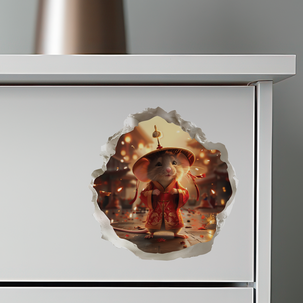 Chinese New Year's mouse decal on dresser