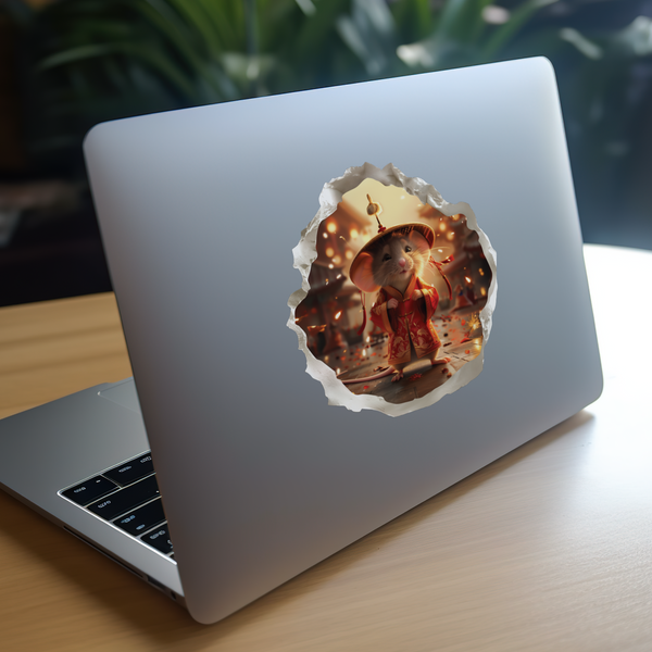 Chinese New Year's mouse decal on laptop
