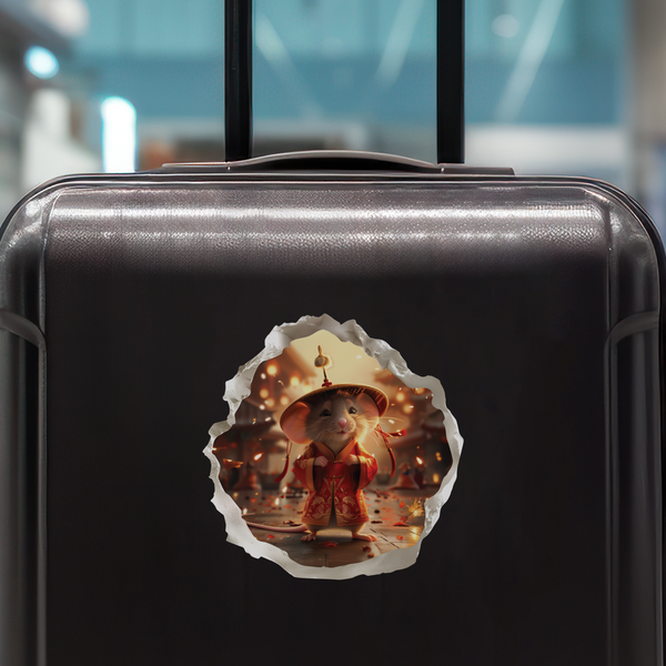 Chinese New Year's mouse decal on luggage