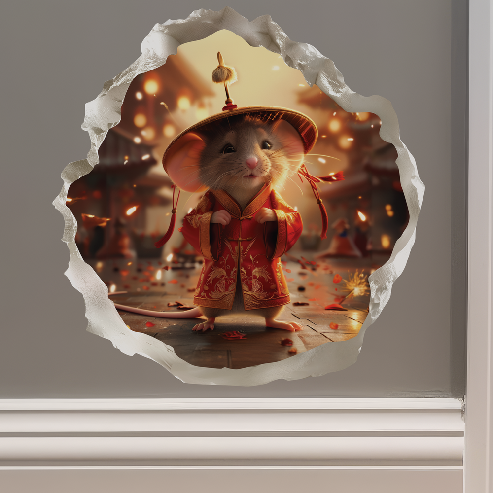 Chinese New Year's mouse decal on wall