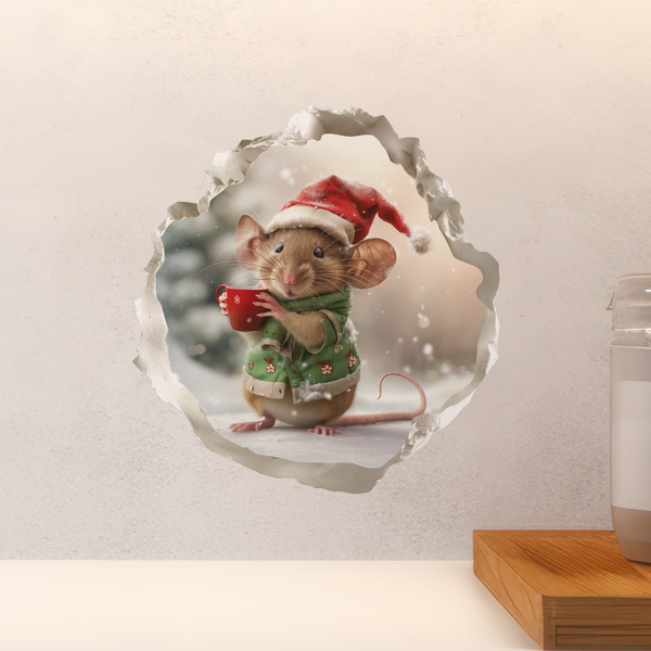 Christmas Hot Coco Mouse decal above countertop