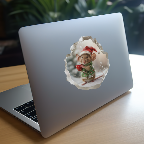 Christmas Hot Coco Mouse decal on laptop