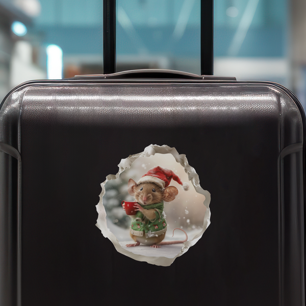 Christmas Hot Coco Mouse decal on luggage
