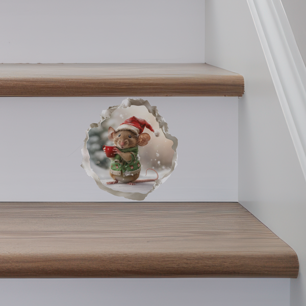 Christmas Hot Coco Mouse decal on stairs