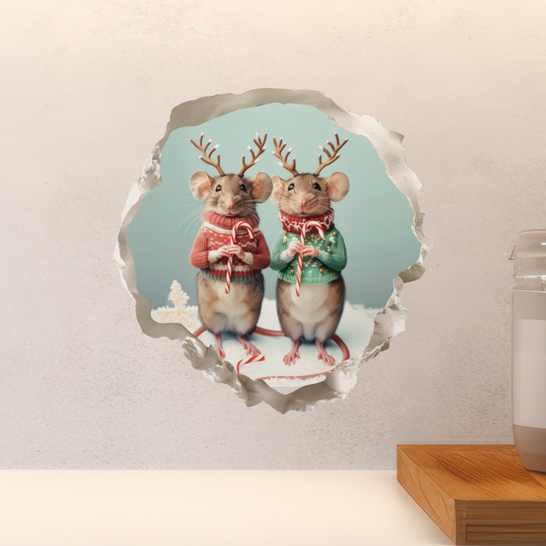 Christmas Jackalope Mouse decal above countertop
