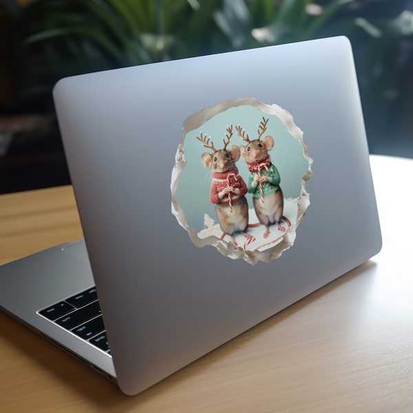 Christmas Jackalope Mouse decal on laptop