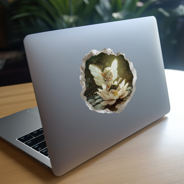 Reading Lotus Fairy Decal on laptop