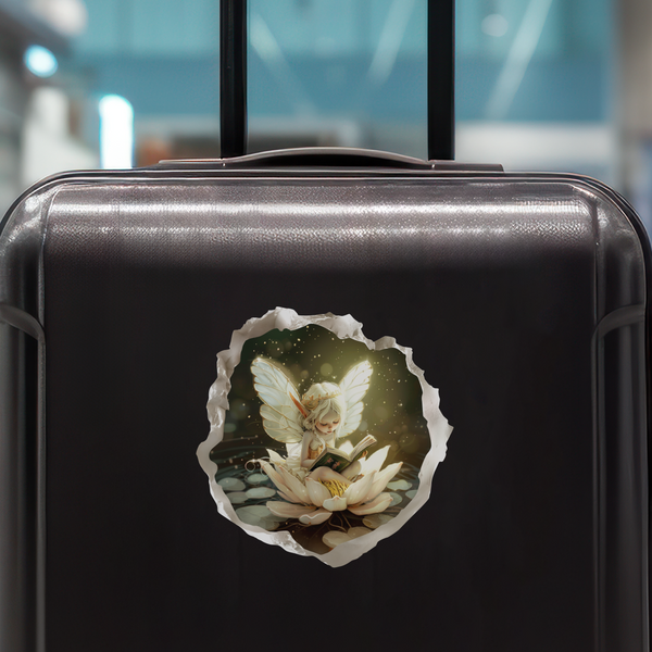 Reading Lotus Fairy Decal on luggage
