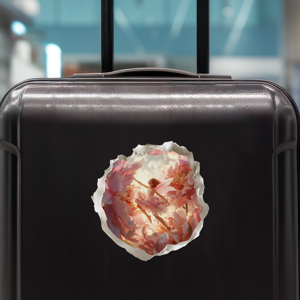 Peony Fairy Decal on luggage
