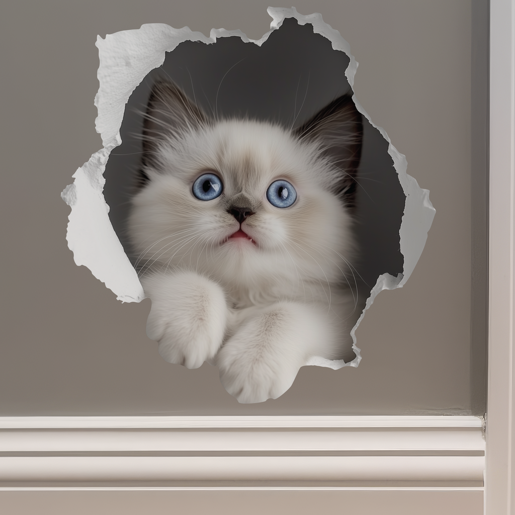White Cat Decal on wall