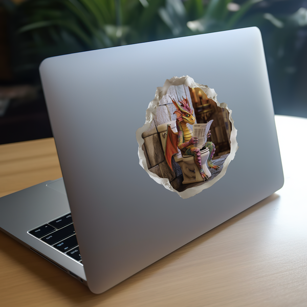 Dragon Sitting on Toilet Decal on laptop
