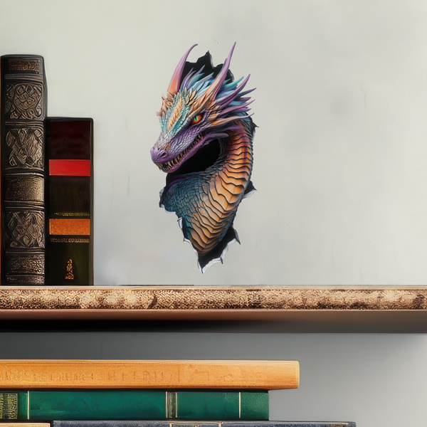Pearlescent Dragon Decal with books