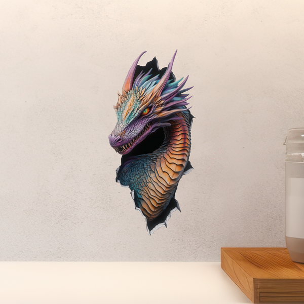 Pearlescent Dragon Decal above countertop