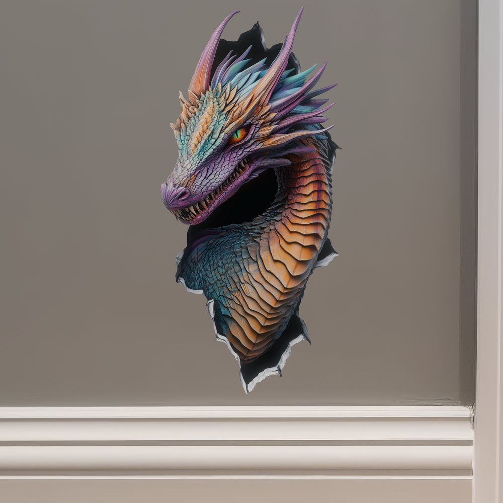 Pearlescent Dragon Decal on wall