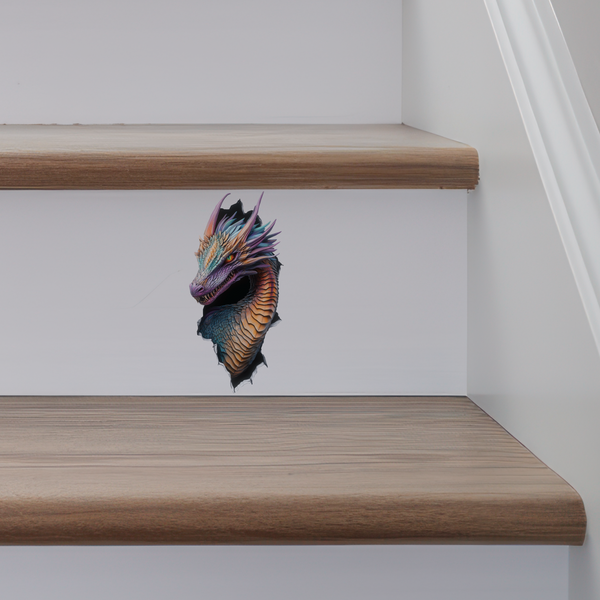 Pearlescent Dragon Decal on stairs