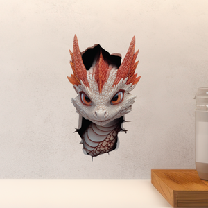 White and Red Dragon Decal above countertop