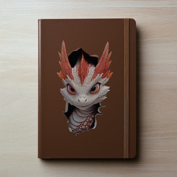 White and Red Dragon Decal on notebook