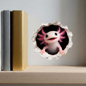 Pink Axolotl Wall Hole Decal