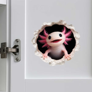 Pink Axolotl Wall Hole Decal
