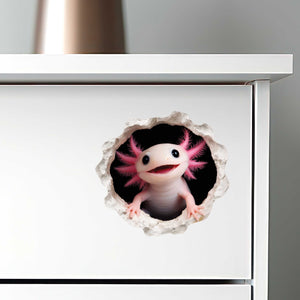 Pink Axolotl Wall Hole Decal
