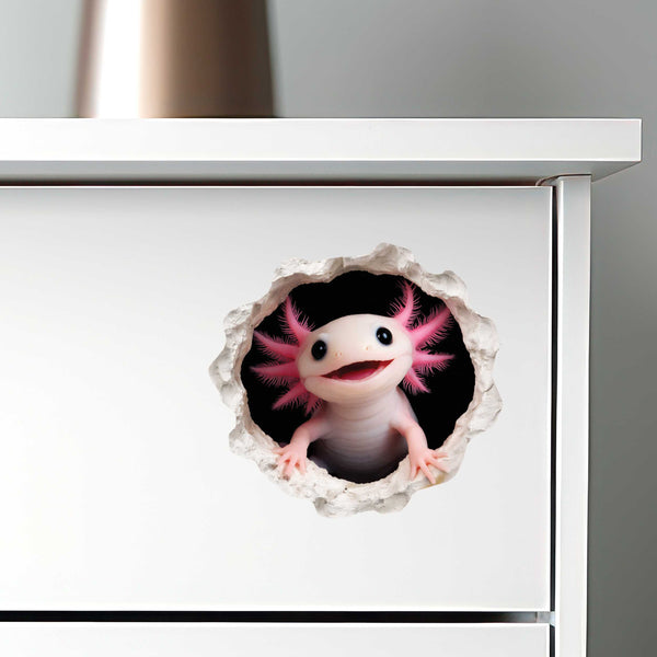 Pink Axolotl Wall Hole Decal