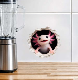 Pink Axolotl Wall Hole Decal