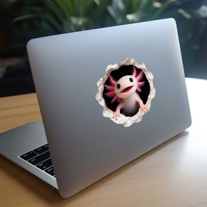Pink Axolotl Wall Hole Decal