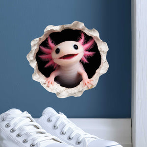 Pink Axolotl Wall Hole Decal