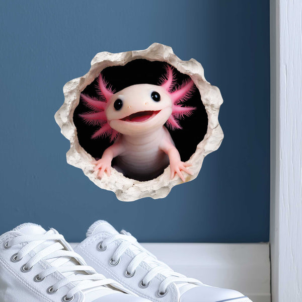 Pink Axolotl Wall Hole Decal