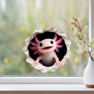 Pink Axolotl Wall Hole Decal