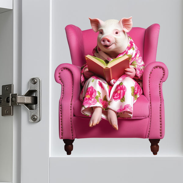 Reading Mini Pig Sticker