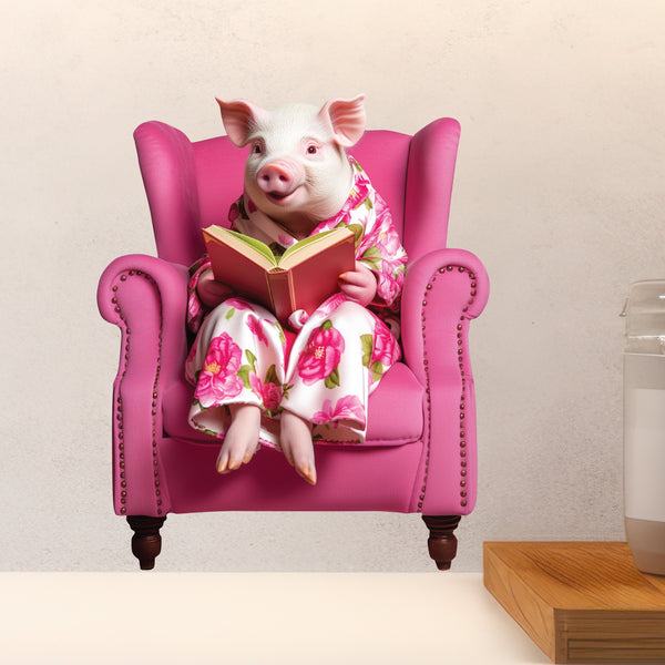 Reading Mini Pig Sticker