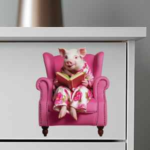 Reading Mini Pig Sticker