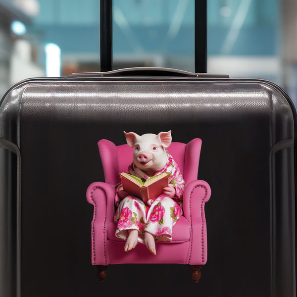 Reading Mini Pig Sticker