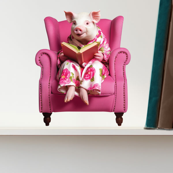 Reading Mini Pig Sticker