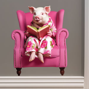 Reading Mini Pig Sticker