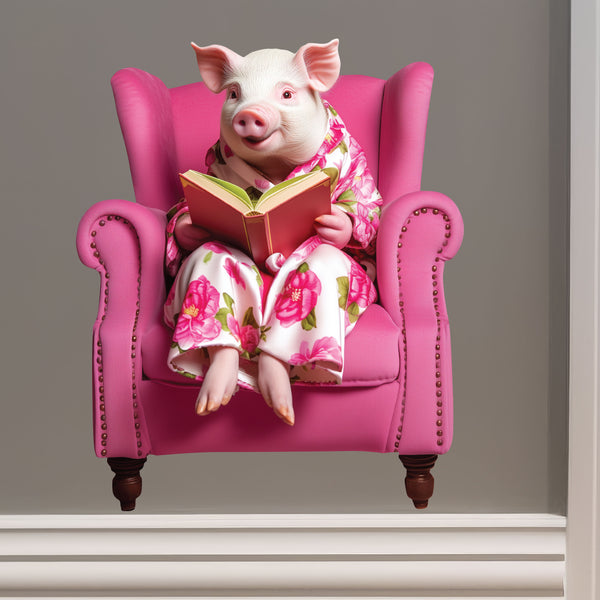 Reading Mini Pig Sticker