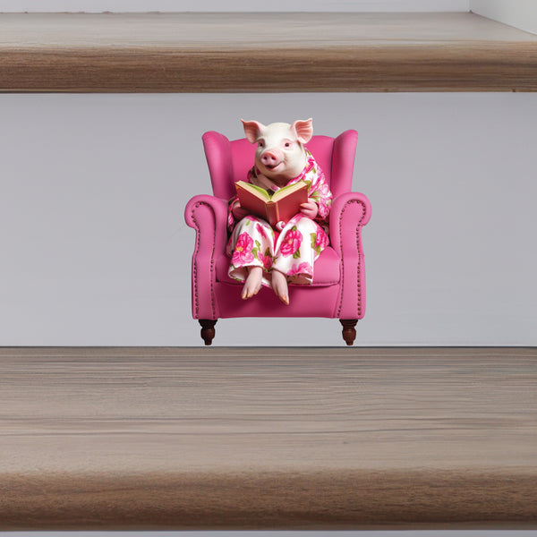 Reading Mini Pig Sticker