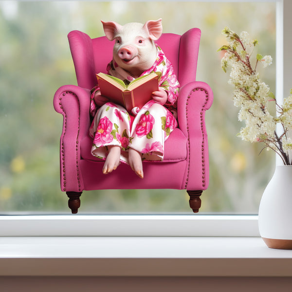 Reading Mini Pig Sticker