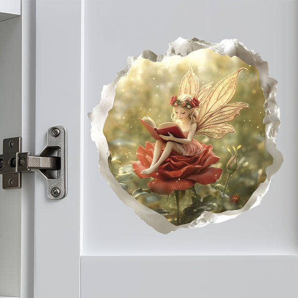 Reading Rose Fairy Decal