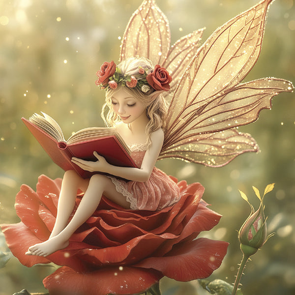 Reading Rose Fairy Decal
