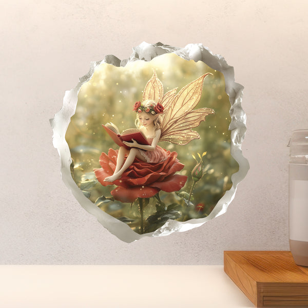 Reading Rose Fairy Decal