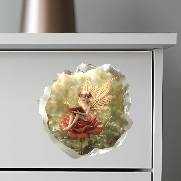 Reading Rose Fairy Decal