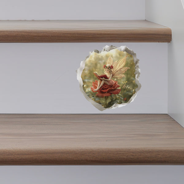 Reading Rose Fairy Decal