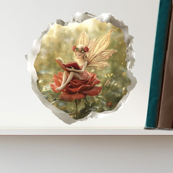 Reading Rose Fairy Decal
