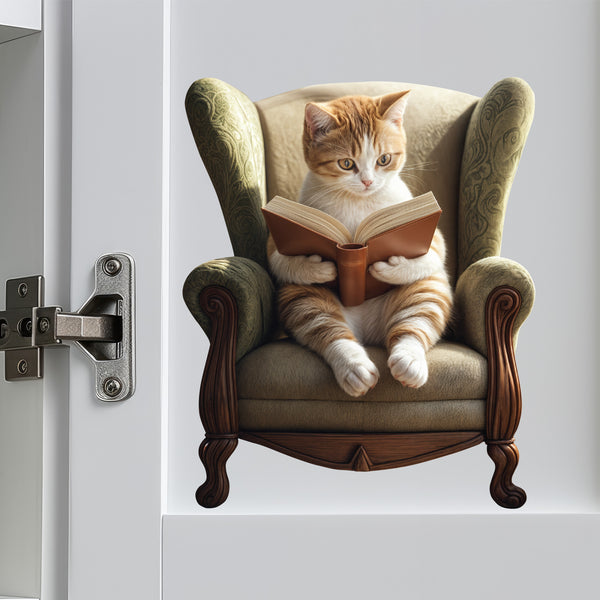 Reading Cat Sticker