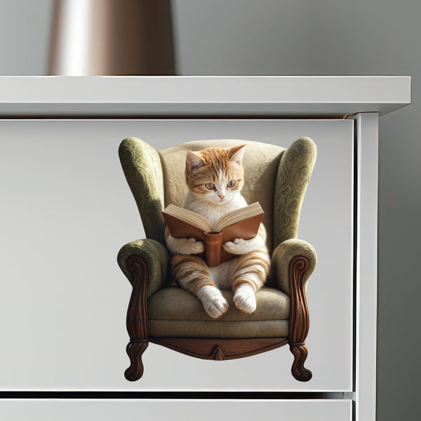 Reading Cat Sticker