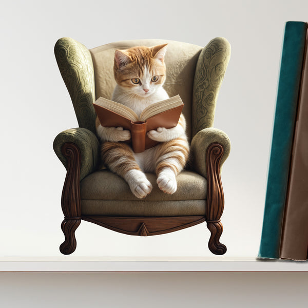 Reading Cat Sticker